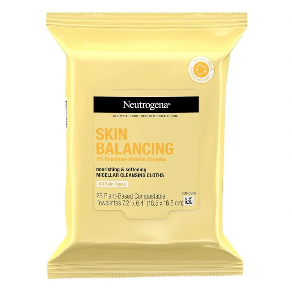 Neutrogena Skin Balancing Micellar Cleansing Cloths Makeup Remover 25towelettes